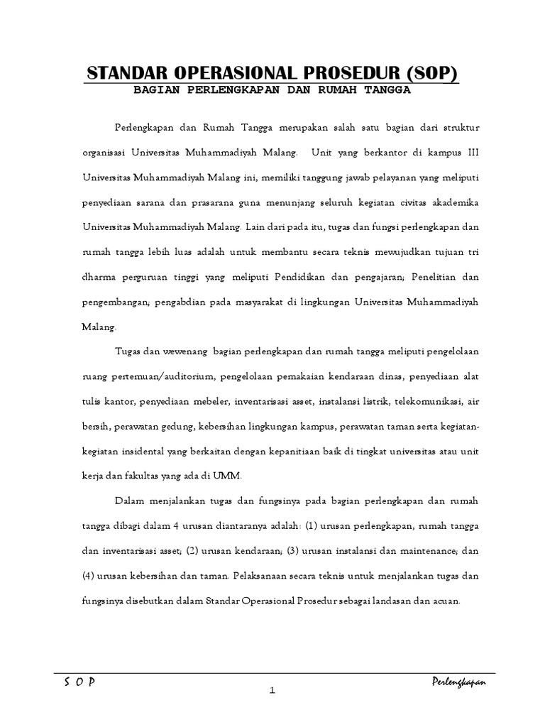 Contoh SOP Umum - Kebersihan