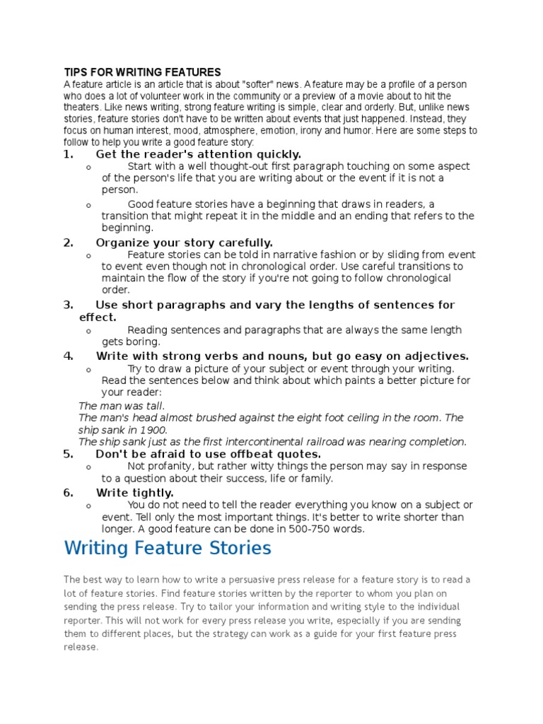 Tips For Writing Features | PDF