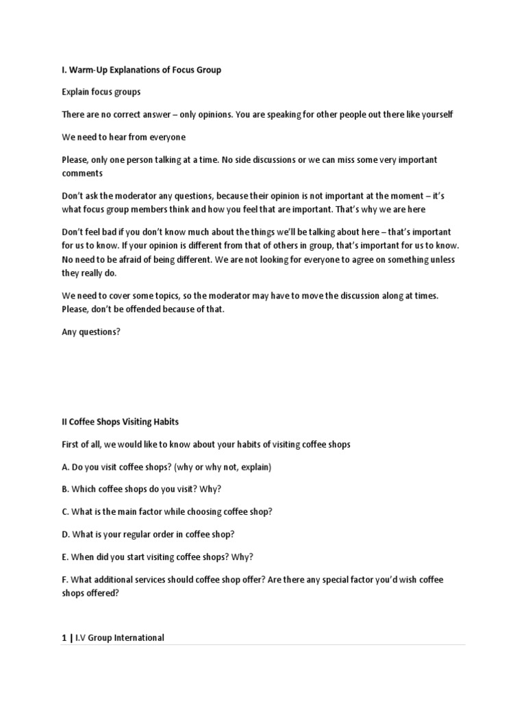 Focus Group Guideline | PDF | Focus Group