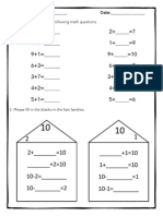 Math Homework 7 Unit 2 Fact Family House and Missing Add End