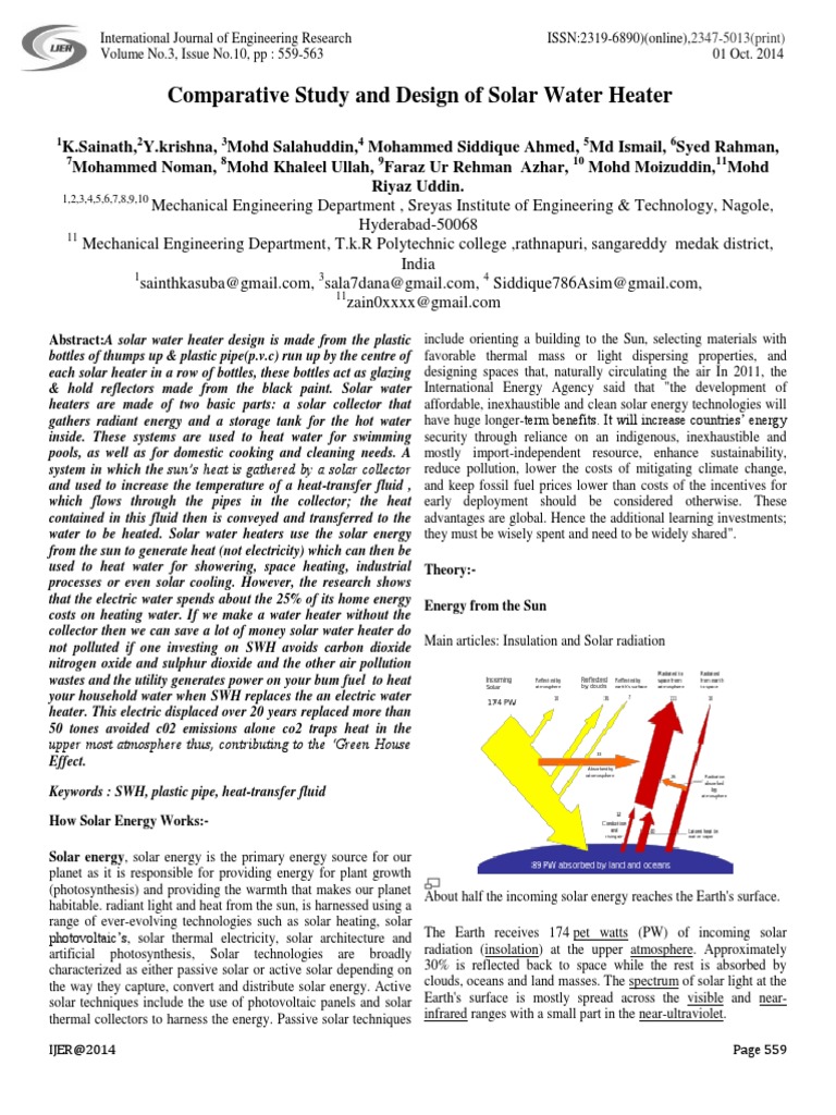 Solar Water Heater Design Analysis | PDF | Solar Energy | Biogas