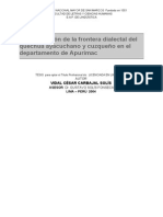 Determinación de La Frontera Dialectal Del Quechua Ayacuchano y Cuzqueño en El Departamento de Apurímac