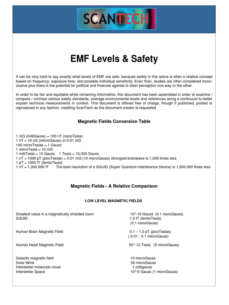 RF & EMF Safety Levels Comparative Guide REV A PDF
