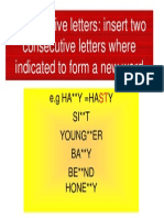 Consecutive Letters: Insert Two Consecutive Letters Where Indicated To Form A New Word