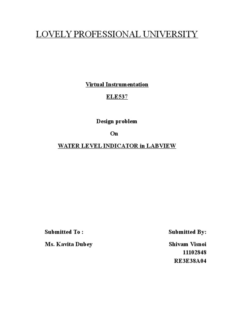 Water Level Indicator Design in LabVIEW | PDF