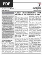 'China's Silk Road Initiatives Could Revive Vital Link Between East and