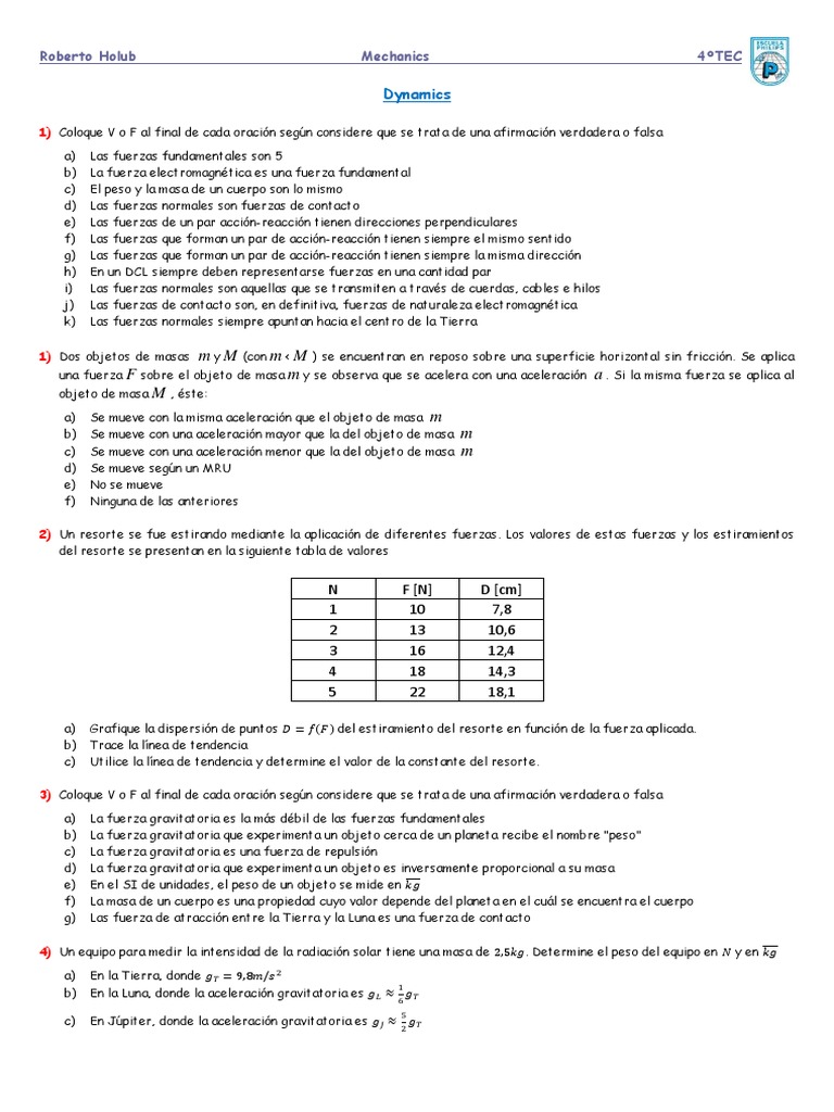 Evaluación de Dinámica y Fuerzas | PDF | Fricción | Fuerza