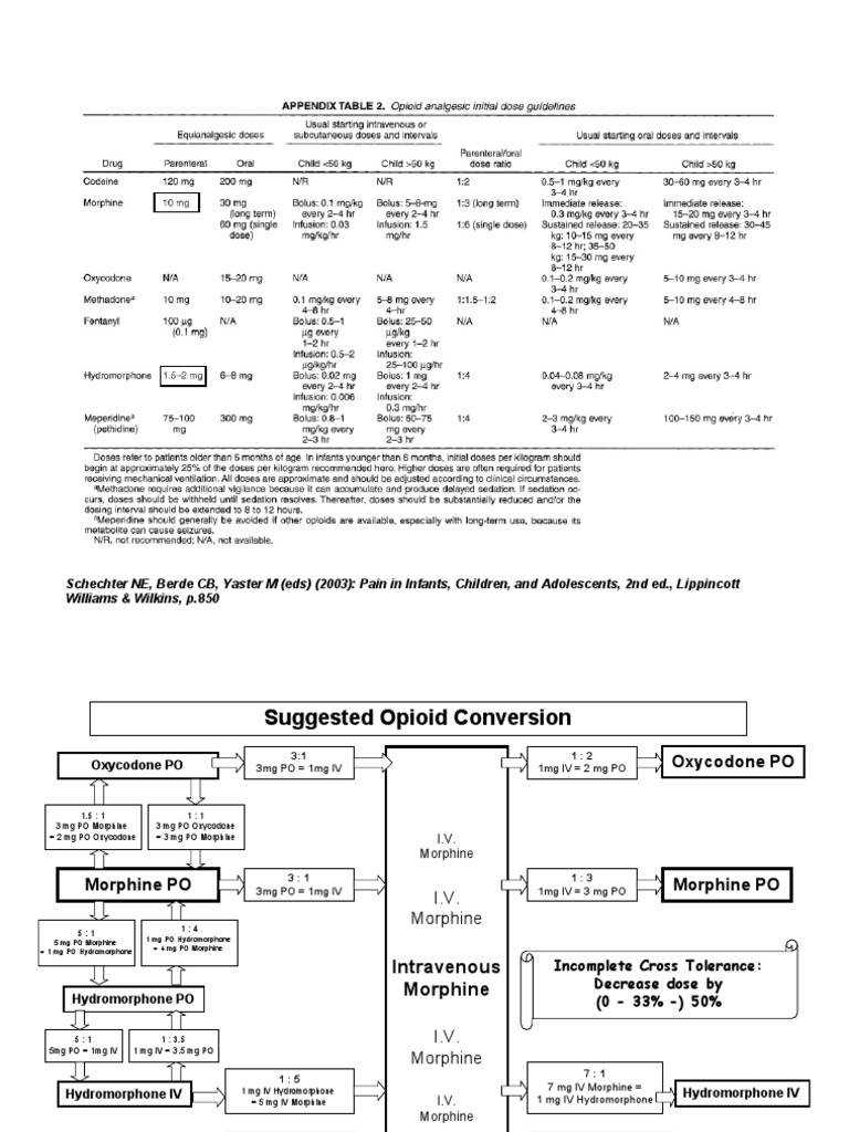Opioid Conversion Guidelines for Pediatrics | PDF