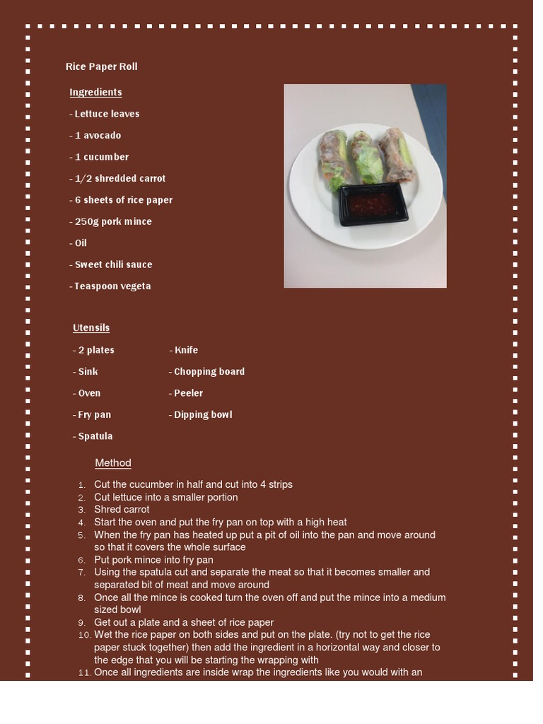Easy Pork Rice Paper Rolls Recipe | PDF | Wellness