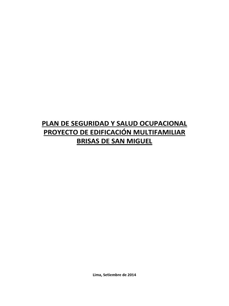 Plan de Seguridad y Salud Ocupacional - Rev | PDF | Planificación ...