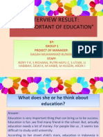 Interview Result:: "The Important of Education"
