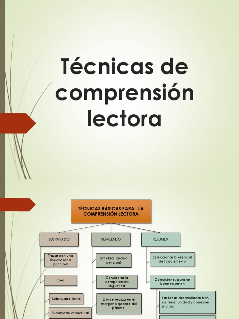 Técnicas de Comprensión Lectora Comprensión lectora
