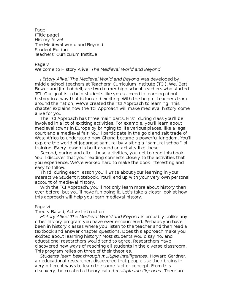 History Alive Medieval History and Beyond PDF Roman Empire Middle