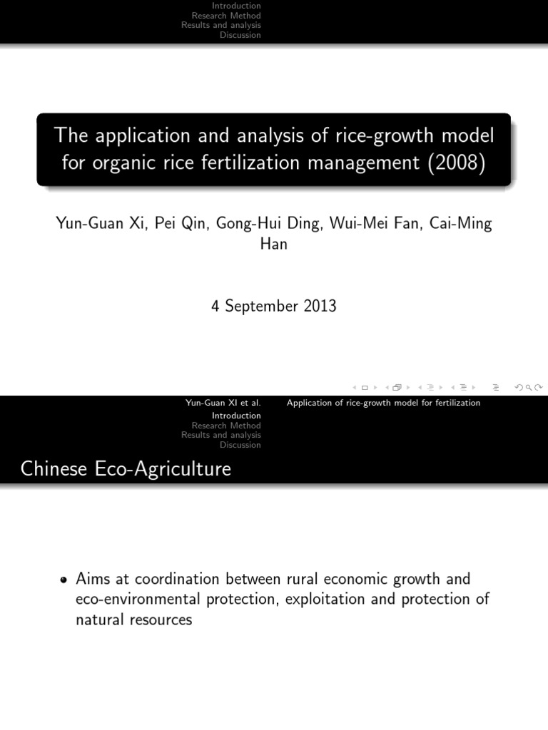 Application and Analysis of Rice-Growth Model For Organic Rice Fert MGT ...