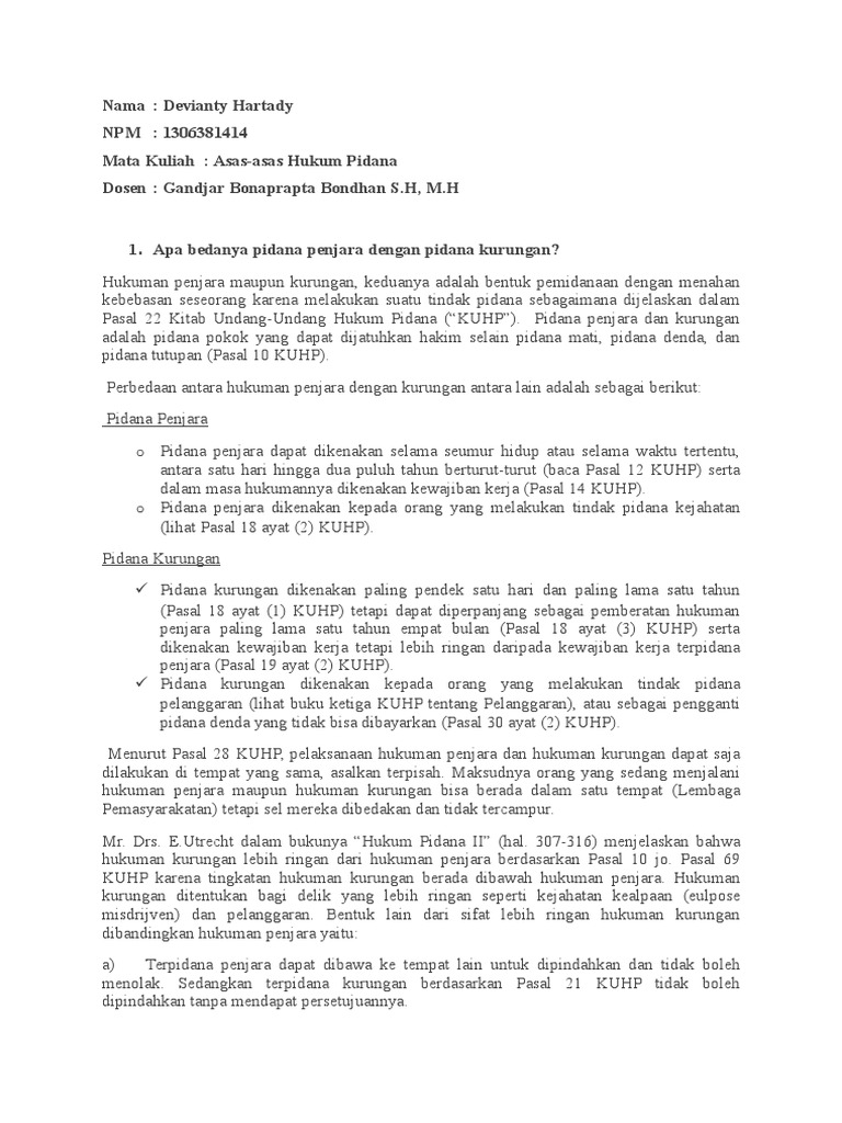 Soal Hukum Pidana
