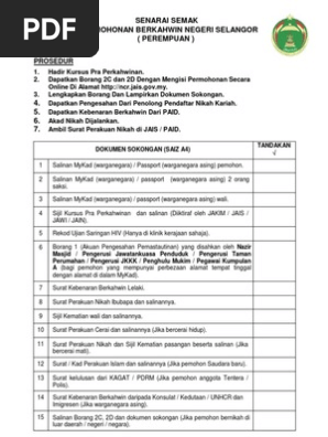 Checklist Mohon Kahwin Perempuan Selangor Pdf