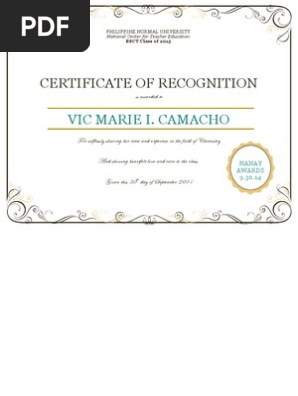 Certificate of Recognition
