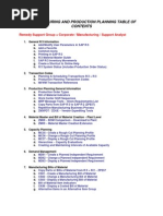 Manufacturing and Production Planning Table of Contents