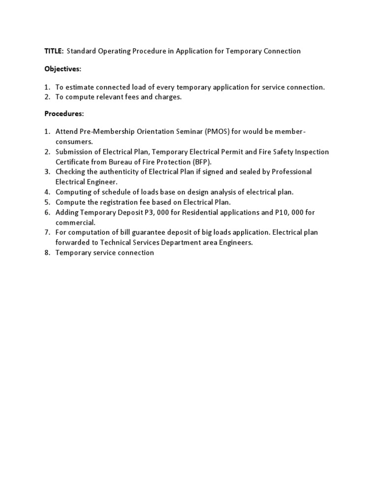 TITLE: Standard Operating Procedure in Application For Temporary ...