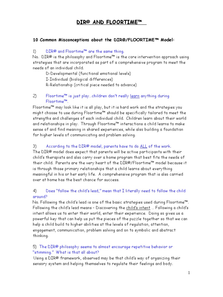DIR®/Floortime™ Misconceptions Explained | PDF | Human Development ...