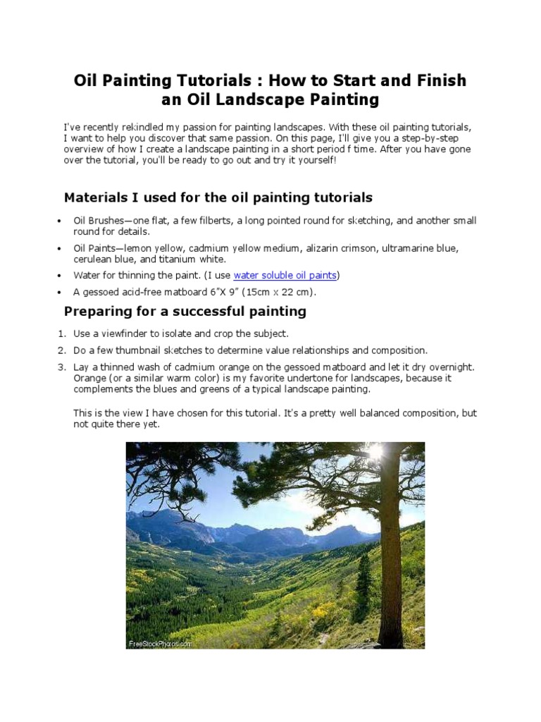 Oil Painting Tutorials PDF Oil Painting Visual Arts