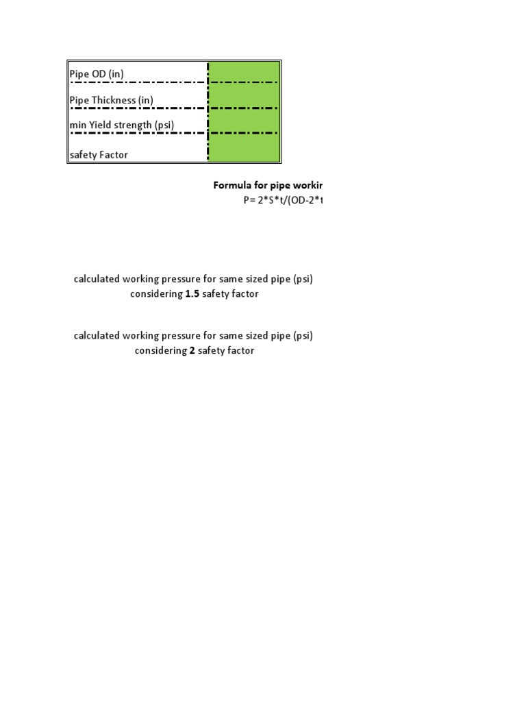 Pipe Working Pressure Calculation Guide | PDF