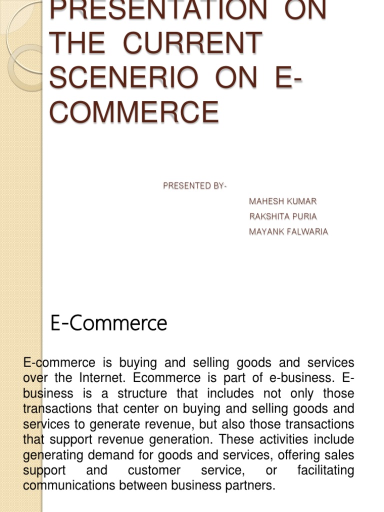 E Commerce Presentation  PDF  Electronic Business  E Commerce