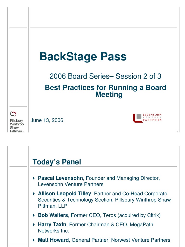 Board Meeting Best Practices PDF Chief Executive Officer Board Of