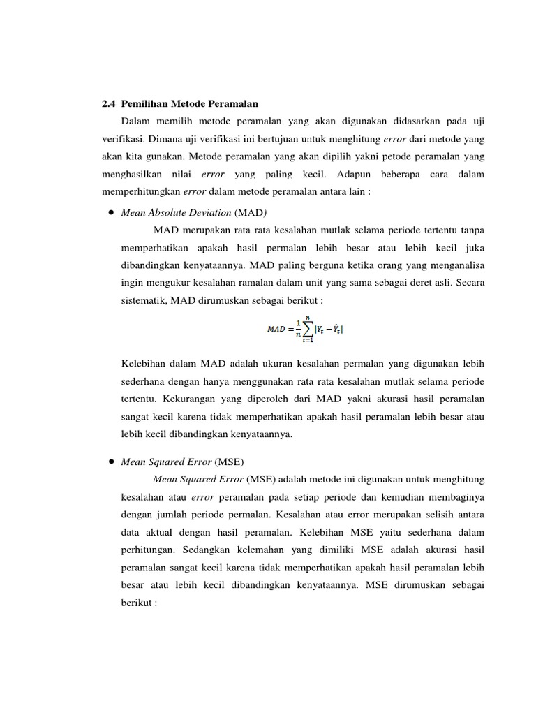 Pemilihan Metode Peramalan