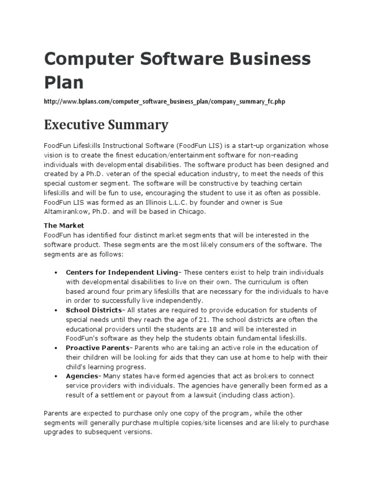 computer software business plan