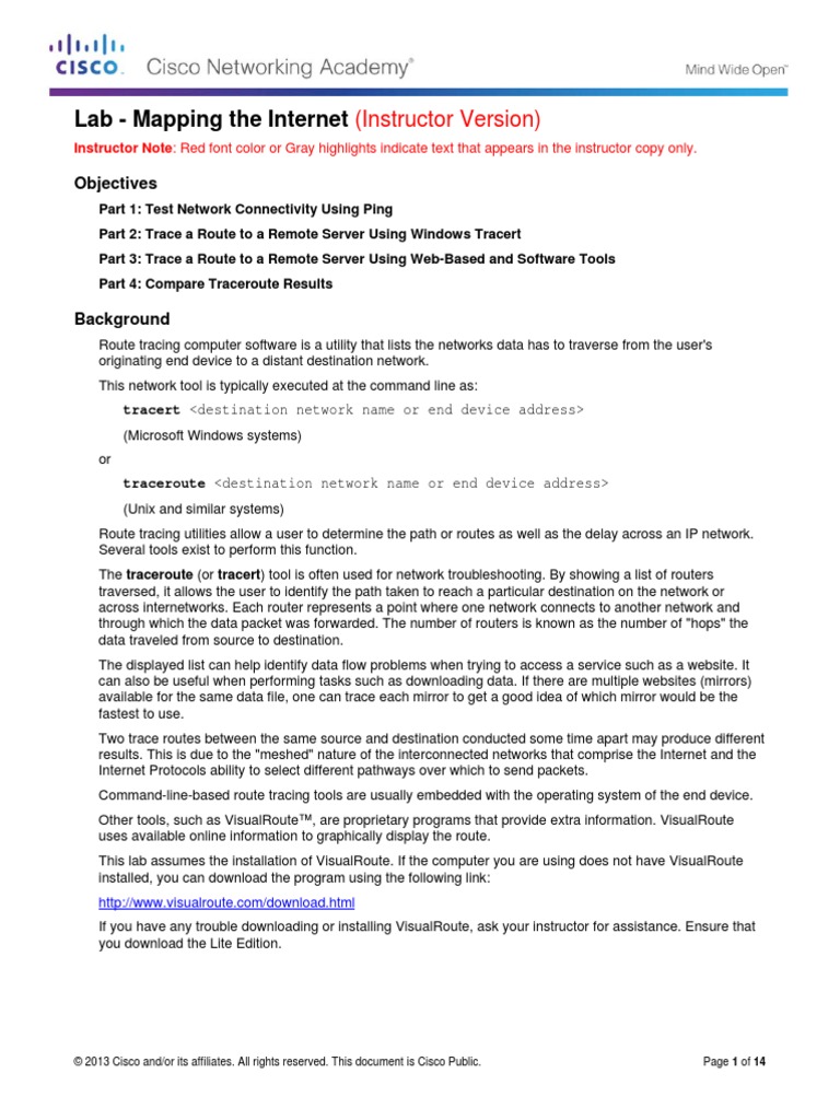 1.3.1.3 Lab - Mapping The Internet - ILM | PDF | Internet Architecture ...
