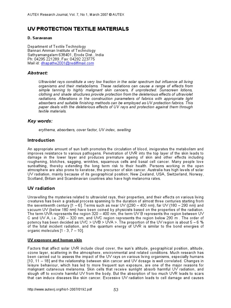 Uv Protection Textile Materials Ultraviolet Textiles