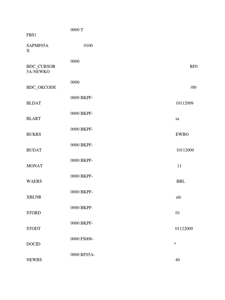 SAP FBS1 BDC Document Overview | PDF