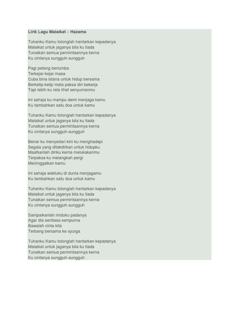 Lirik Lagu Malaikat Pdf
