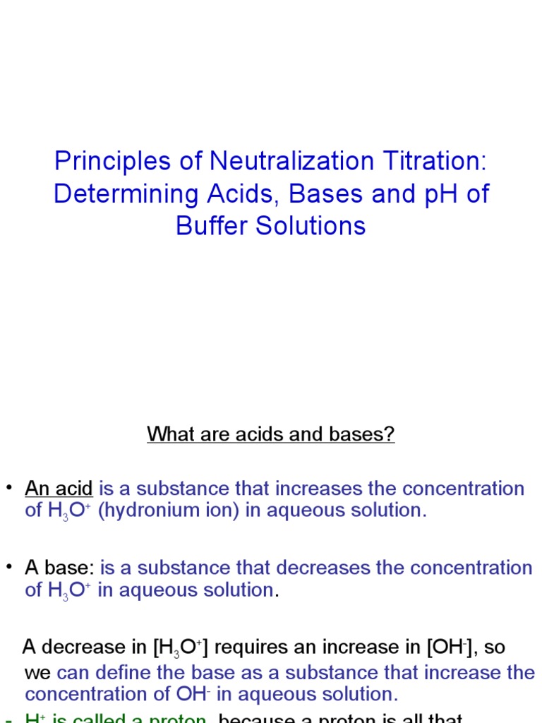 Principles of Neutralization Titration Acid Titration