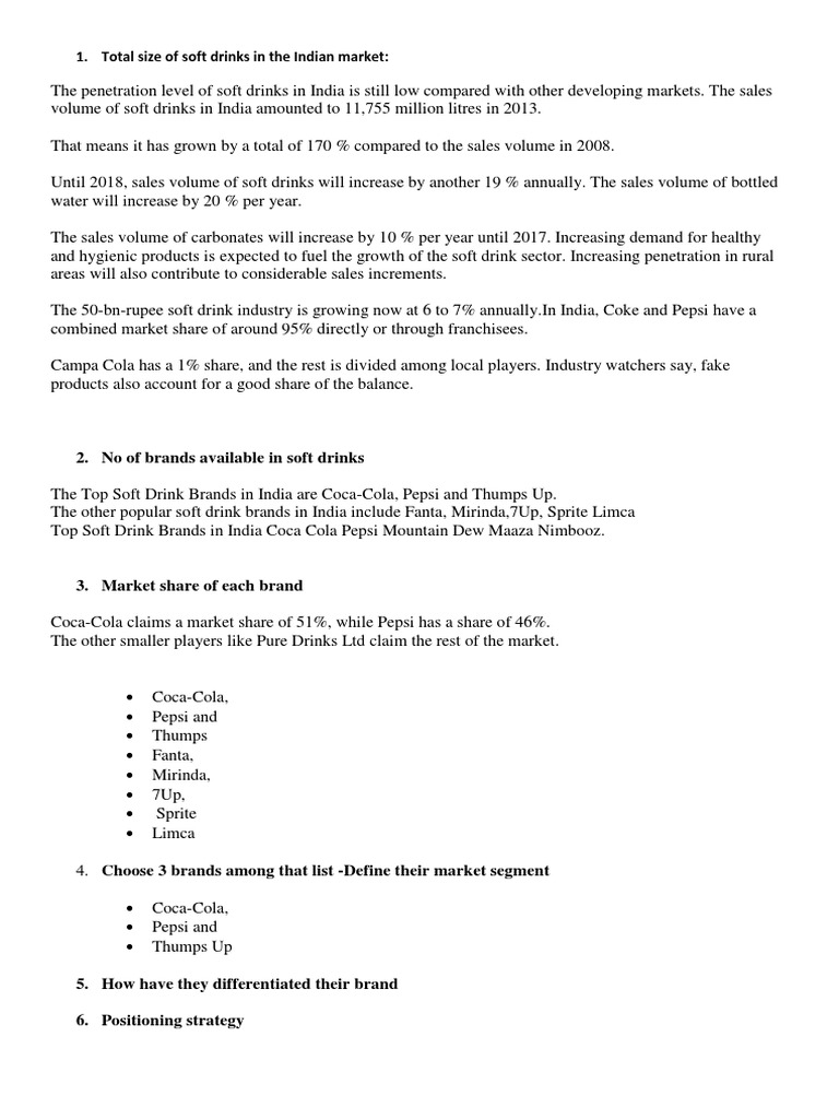 Total Size Of Soft Drinks In The Indian Market PDF
