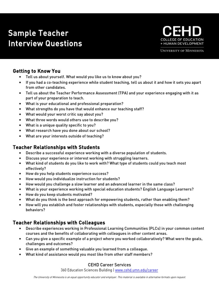 Teacher Interview Questions | PDF | Teachers | Curriculum