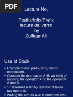 Lecture No. Postfix/Infix/Prefix Lecture Delivered by Zulfiqar Ali