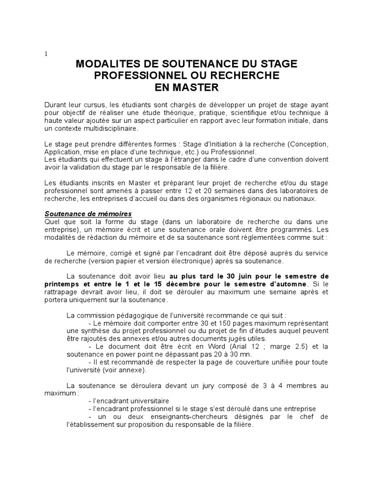 Discours De Soutenance De Rapport De Stage
