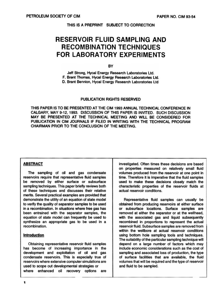 Reservoir Fluid Sampling & PDF Petroleum Reservoir