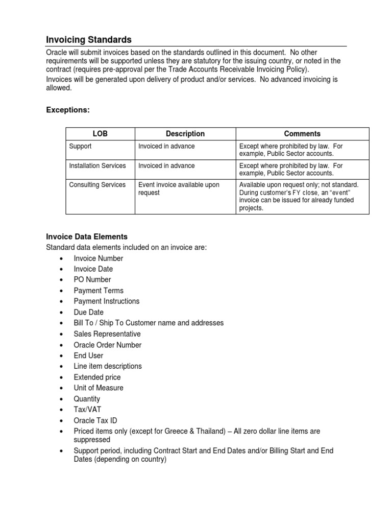 Invoicing Standards and Policies | PDF | Invoice | Business