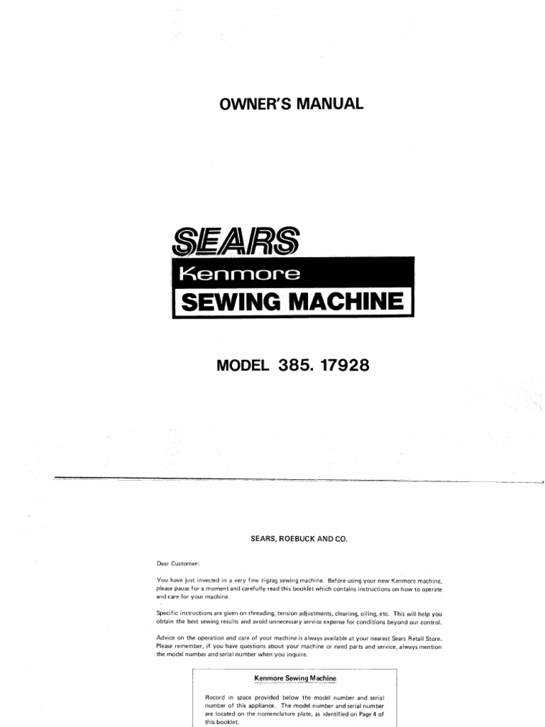 Manual Kenmore 385.17928 PDF Sewing Machine Seam (Sewing)
