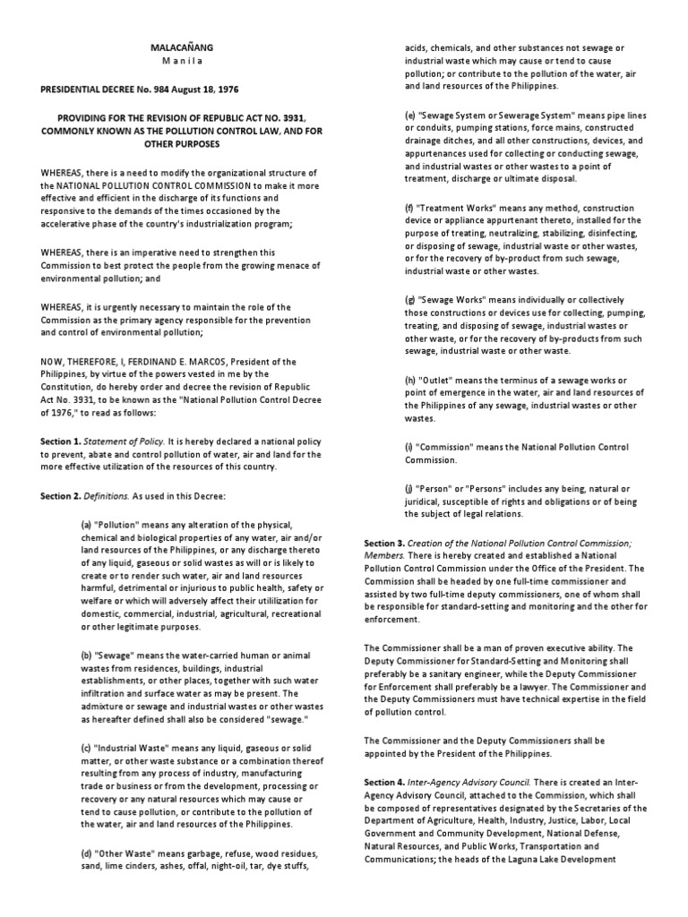 National Pollution Control Decree 1976 | PDF