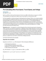 Pre-Calculating Wire-Feed Speed, Travel Speed, and Voltage