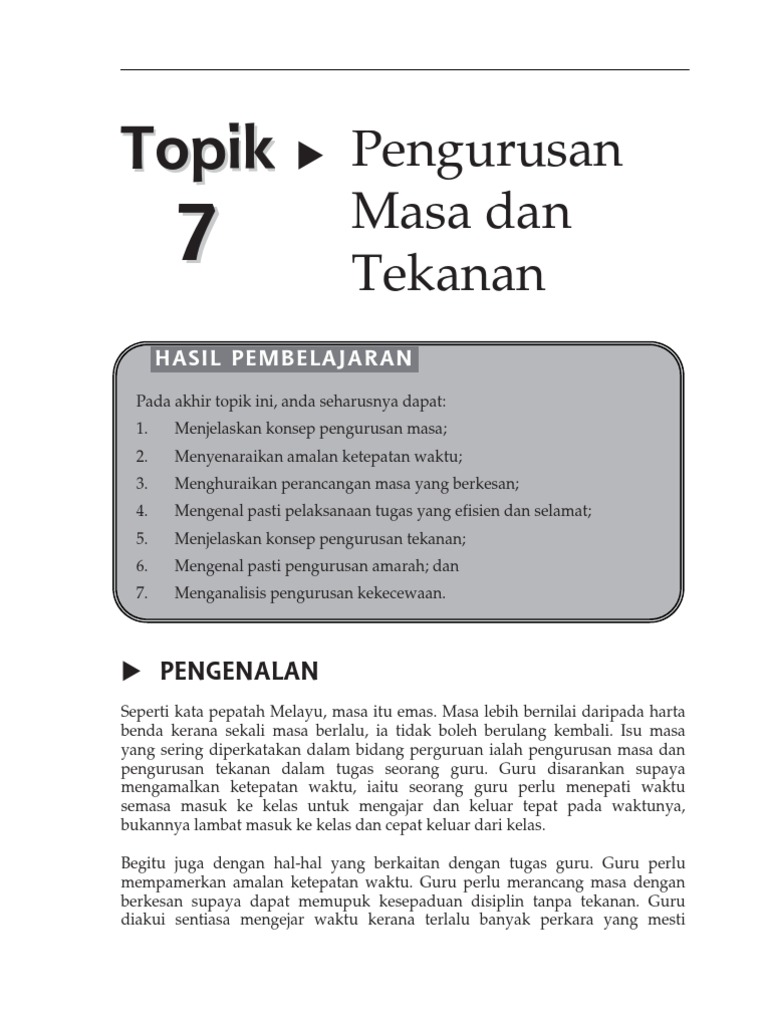 Topik 7 Pengurusan Masa Dan Tekanan Pdf