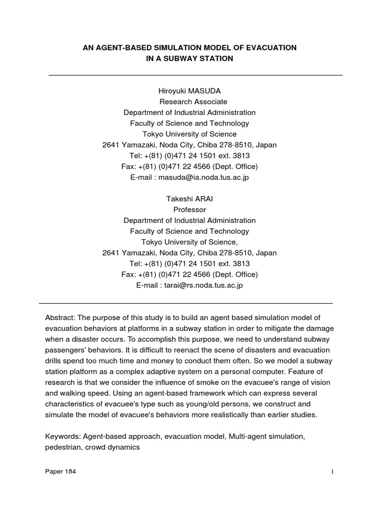 Subway Evacuation Simulation Model | PDF | Teaching Methods & Materials ...