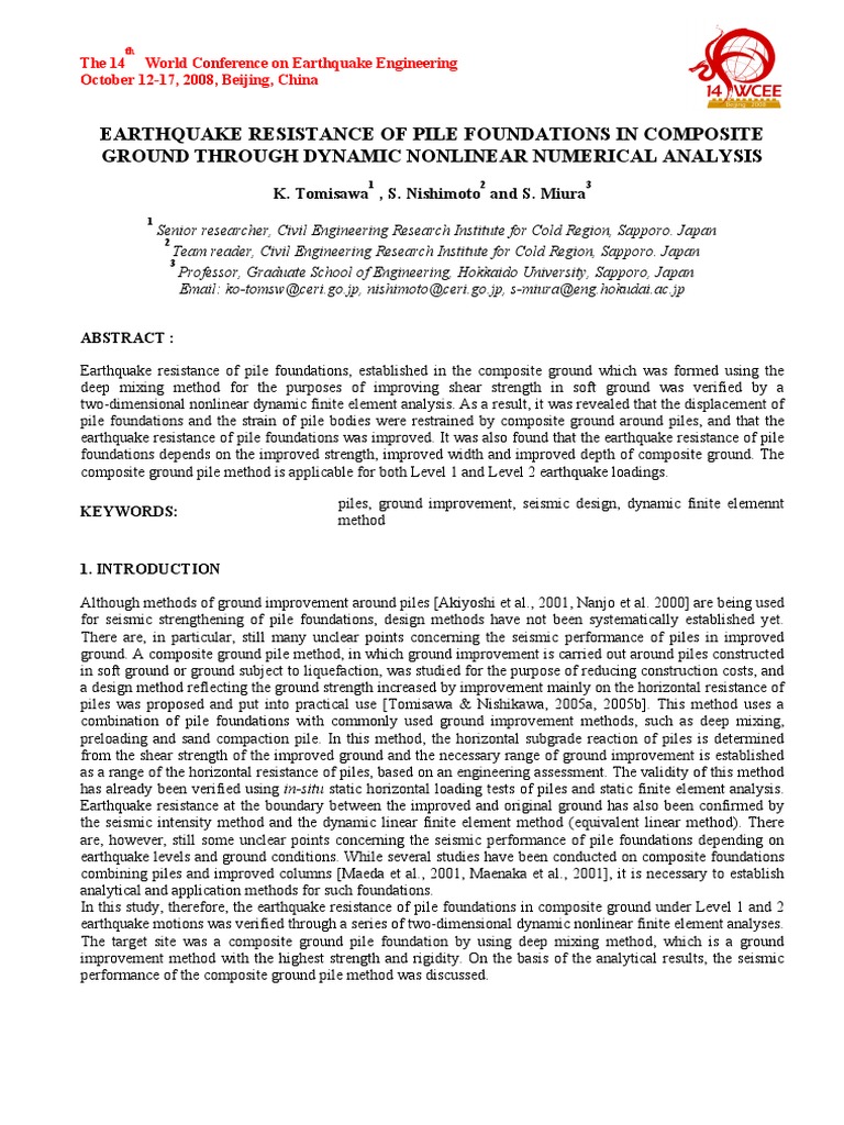 Earthquake Resistance of Pile Foundations | PDF | Deformation ...