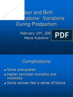 Labor and Birth Complications/ Variations During Postpartum