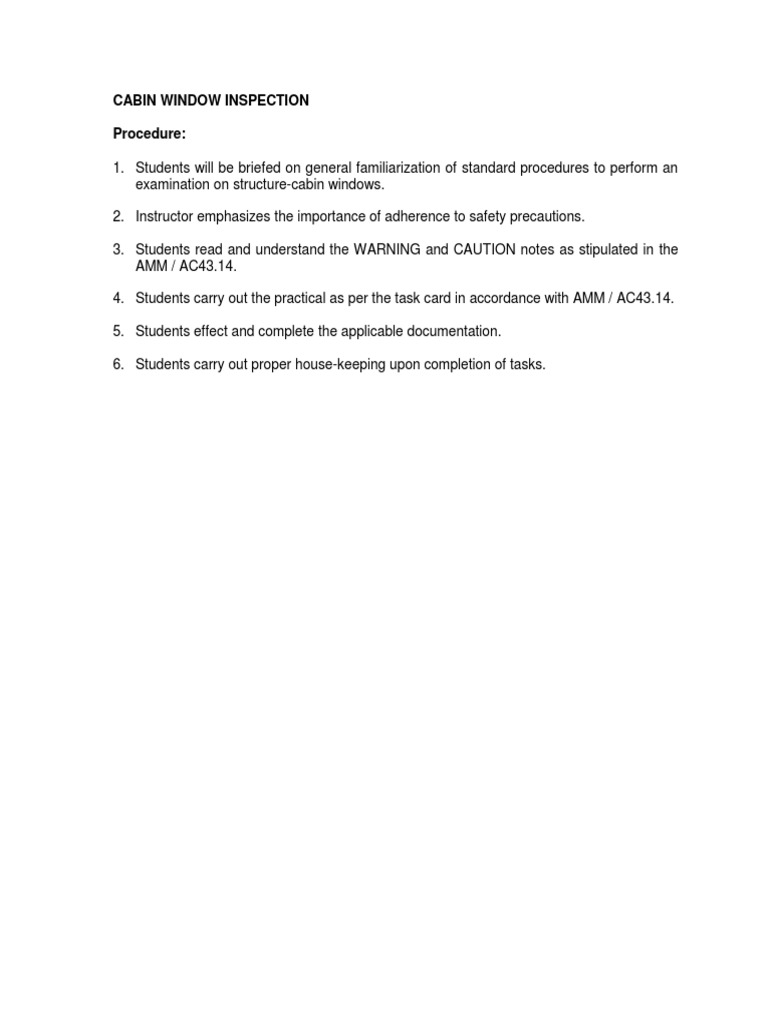 Aircraft Window Inspection Procedure | PDF | Career & Growth