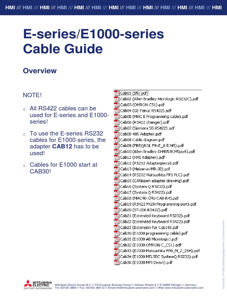 E-Series Cable Guide 2006 | PDF | Electrical Connector | Physical Layer ...